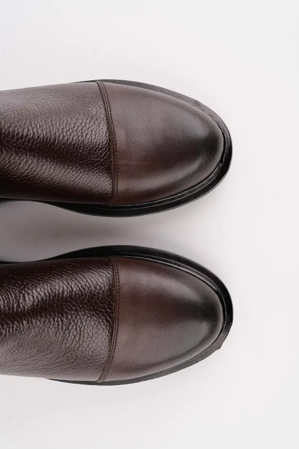 Bottes Chelsea d'hiver pour homme Muggo DRAKO en cuir véritable avec double fermeture éclair