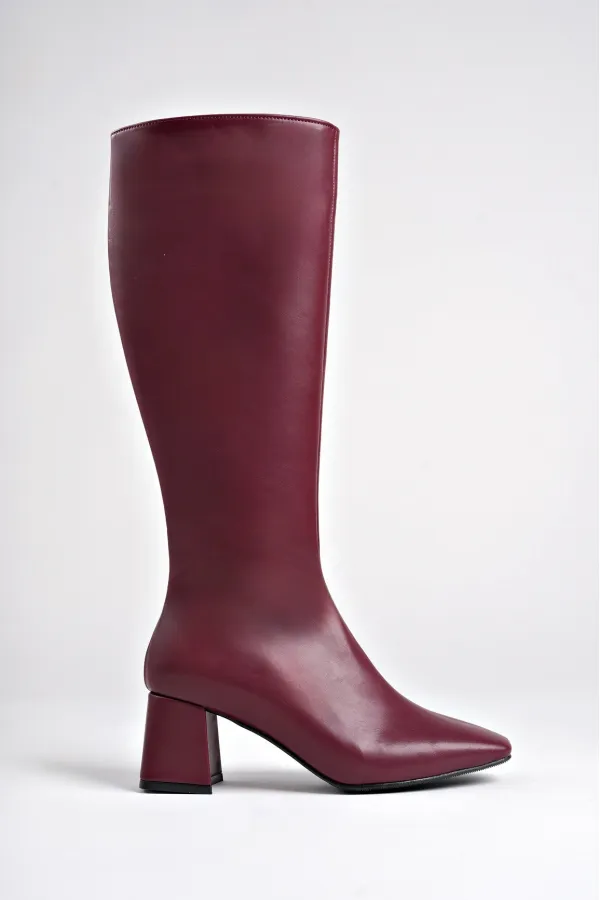 Bottes à talons pour femmes Muggo KAROLINE, bout carré garanti, fermeture éclair latérale