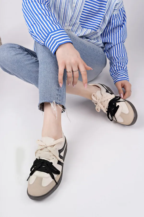 Muggo RETRO Çift Bağcıklı Günlük Kadın Sneaker Spor Ayakkabı