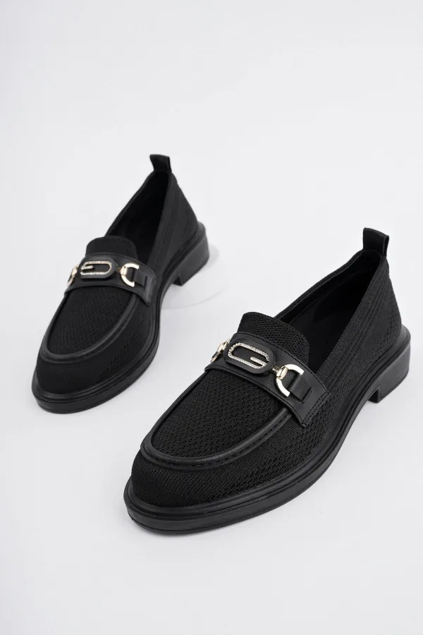 Muggo SAKURA Women's Knitted Loafer Casual Moccasin Shoes with Metal Buckle Muggo SAKURA Women's Knitted Loafer Casual Moccasin Shoes with Metal Buckle