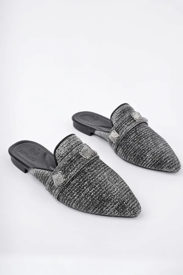 Muggo KENDAL Önü Kapalı Kadın Günlük Hasır Terlik