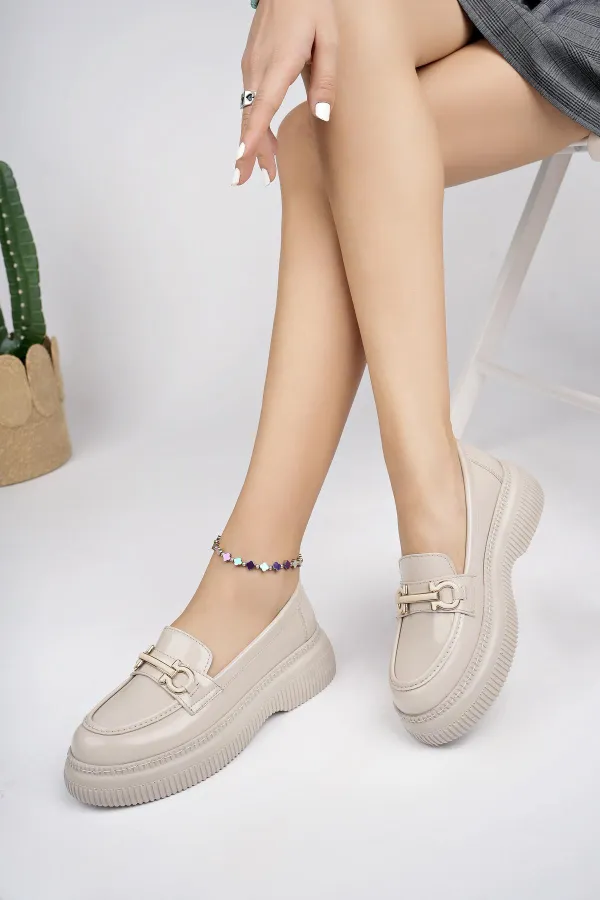 Muggo PEGULA Garantili Kadın Loafer Kalın Taban Günlük Casual Rahat Ayakkabı