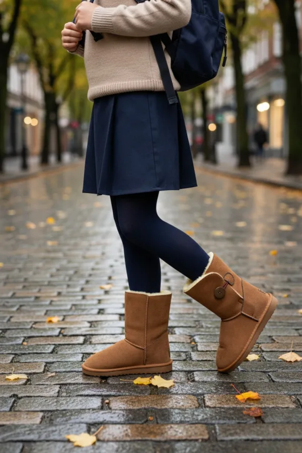 Bottes d'hiver Muggo KIDDY pour enfants, doublées de fourrure et à boutons