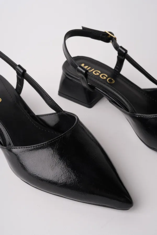 Muggo WONDER Pointed Toe Open Back Women's Low Heel Shoes