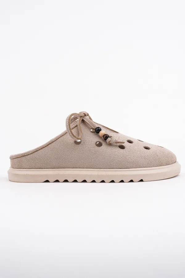 Muggo SHAMMY Suede Leather Perforated Lace-up Casual Closed Toe Women's Slippers Muggo SHAMMY Suede Leather Perforated Lace-up Casual Closed Toe Women's Slippers