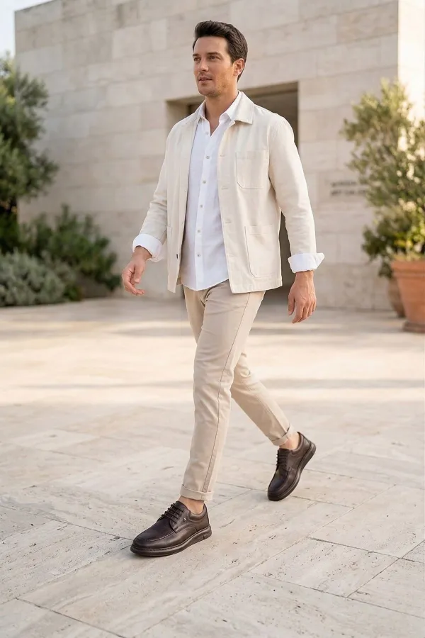 Chaussures décontractées classiques pour hommes Muggo DASH en cuir véritable à lacets et semelle épaisse