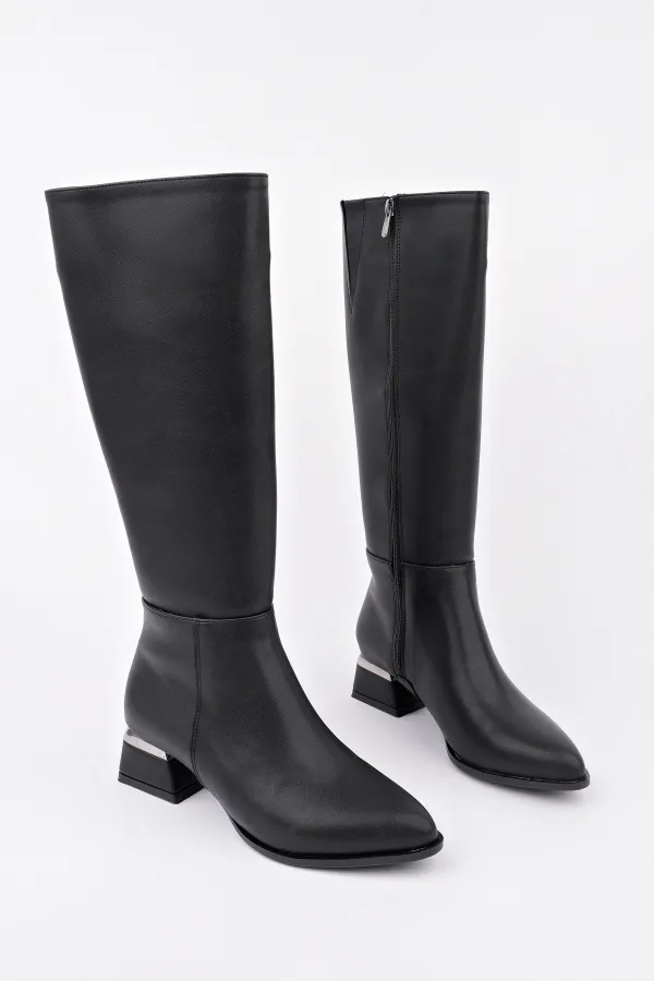 Muggo COLLİE Sivri Burun Yandan Fermuarlı Topuklu Kadın Çizme