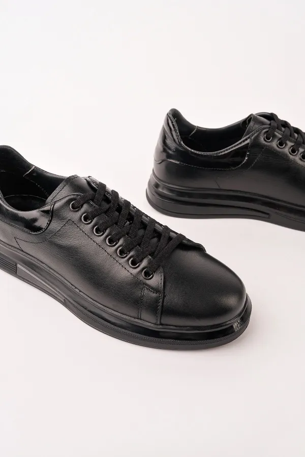 Baskets décontractées à lacets et semelle épaisse en cuir véritable Muggo Hudson pour homme