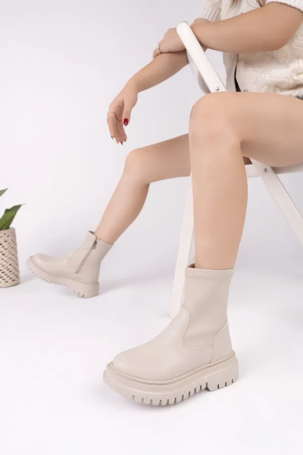 Bottes Muggo PITA à semelle épaisse et fermeture éclair pour femmes