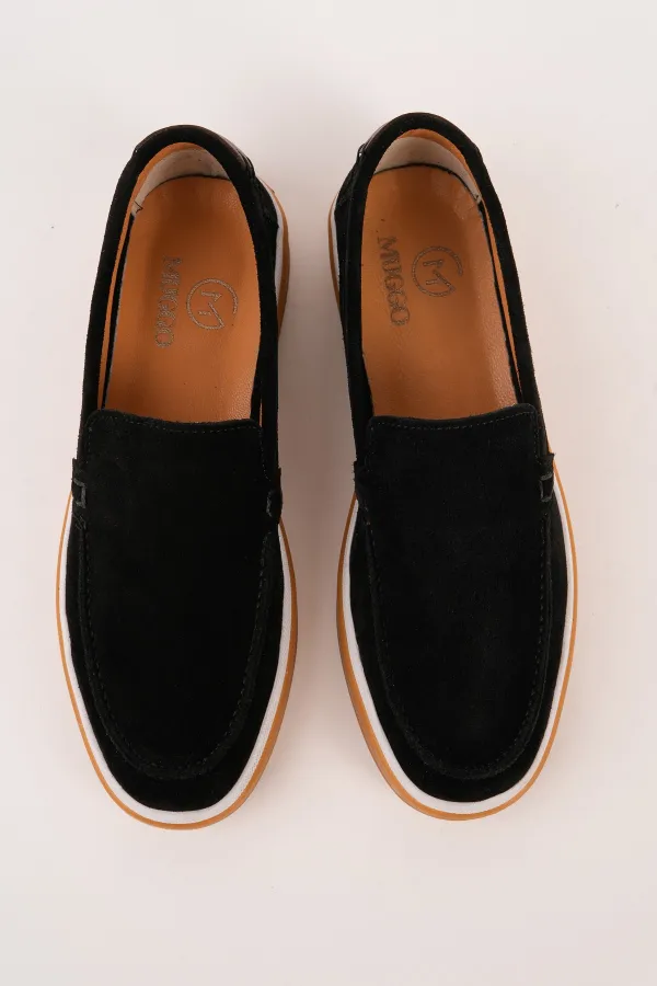 Muggo COVENT Genuine Suede Leather Laceless Men's Casual Loafer Shoes