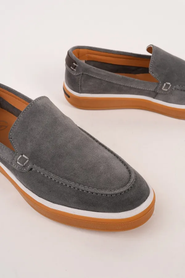 Muggo COVENT Genuine Suede Leather Laceless Men's Casual Loafer Shoes