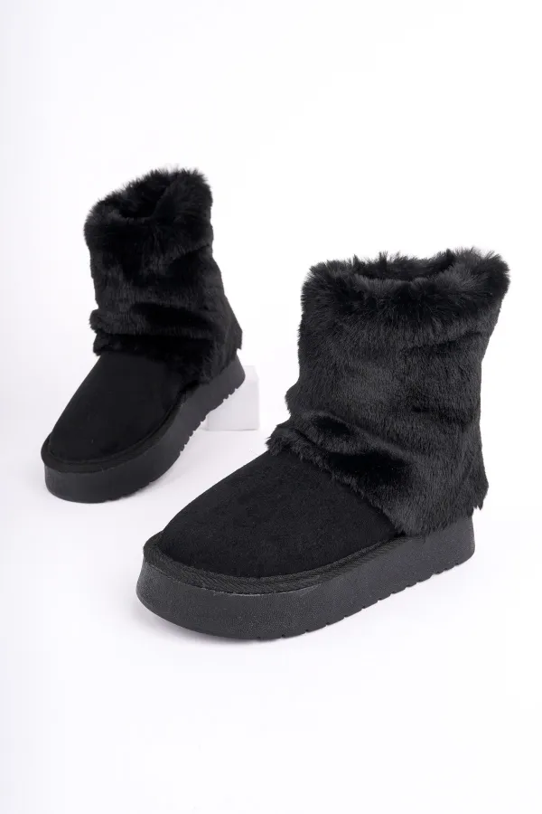 Muggo COZY Kürklü Kalın Taban Çocuk Kışlık Mini Bot