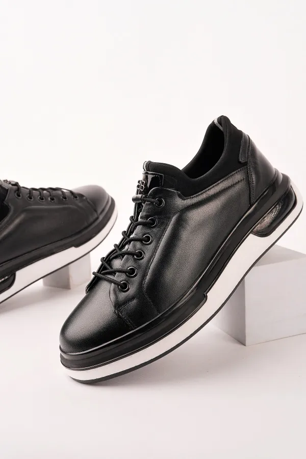 Baskets décontractées à lacets et semelle épaisse en cuir véritable pour homme Muggo REID