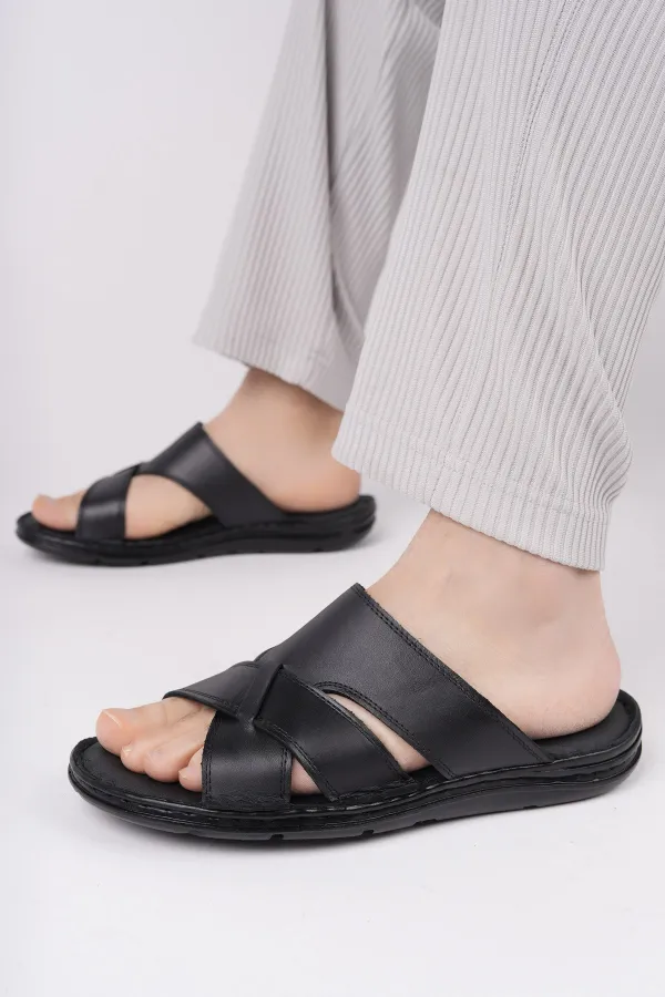 Muggo Eco Guaranteed Men's Casual Genuine Leather Comfortable Soft Sole Orthopedic Slippers