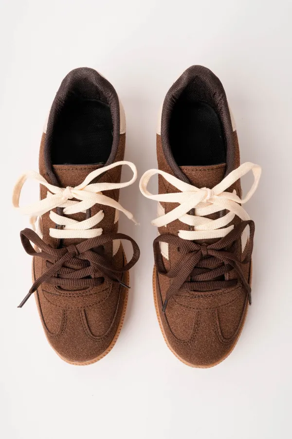 Muggo TAUPE Çift Bağcıklı Günlük Kadın Sneaker Spor Ayakkabı