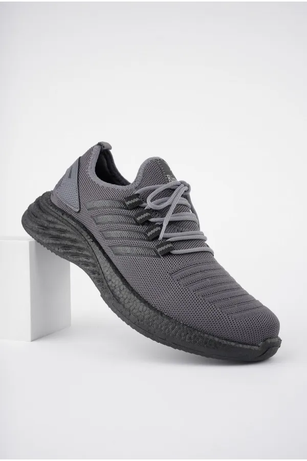 Muggo Montag Garantili Günlük Ortopedik Kaymaz Taban Bağcıklı Çizgili Erkek Sneaker Spor Ayakkabı