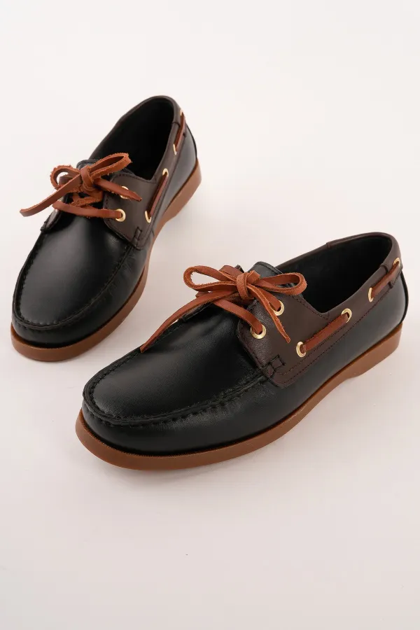 Muggo GENOVA Genuine Leather Lace-up Men's Casual Loafer Shoes