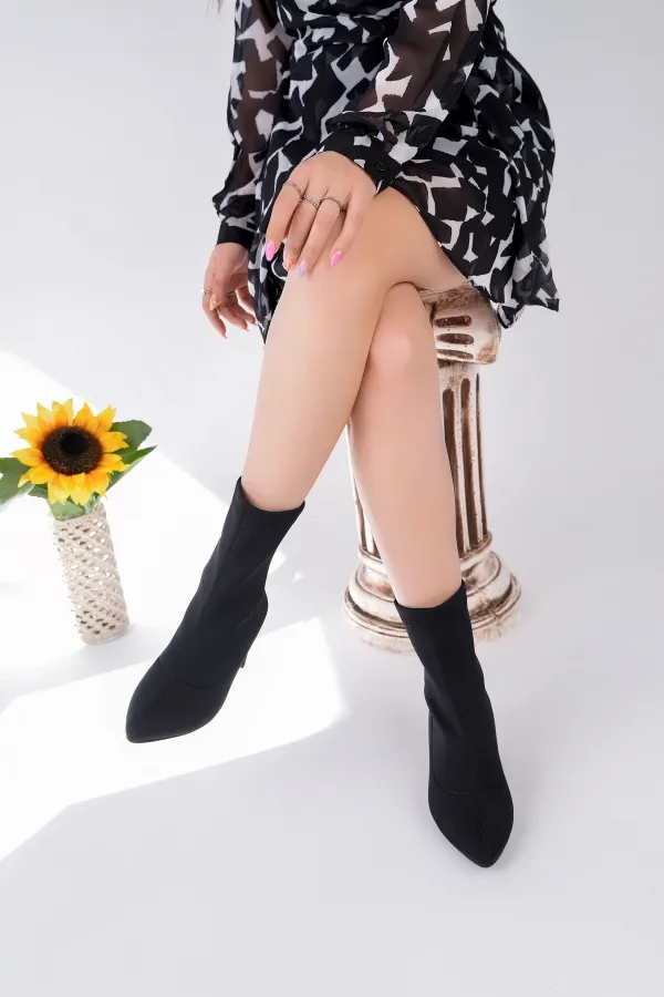 Bottes extensibles à bout pointu et talon compensé pour femmes Muggo MAGNUS