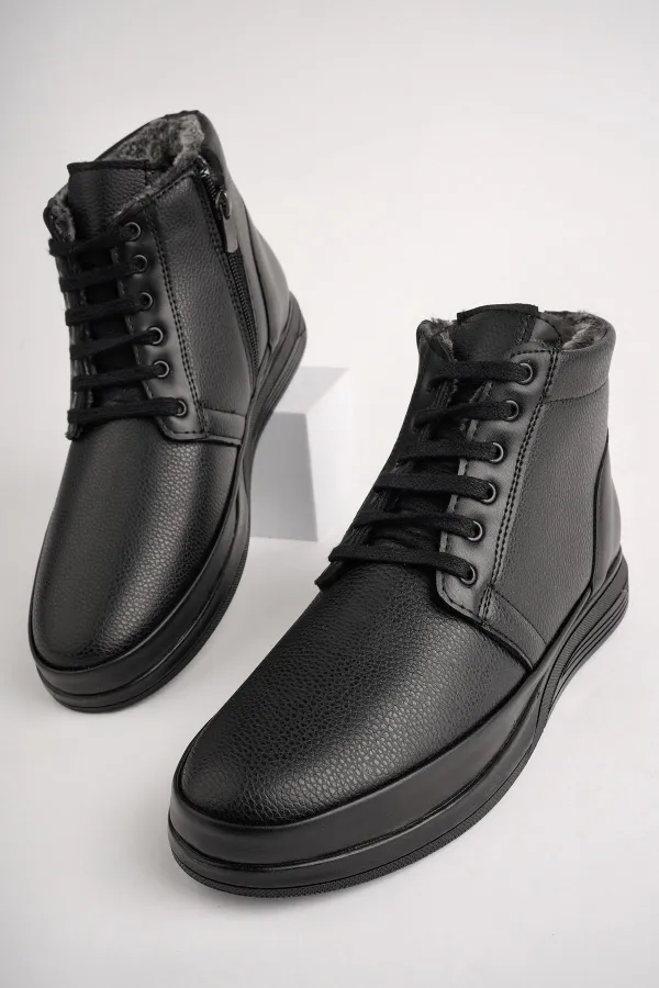 Muggo DEWEY Garantili Fermuarlı Bağcıklı Kürklü Soğuk Geçirmez Erkek Bot