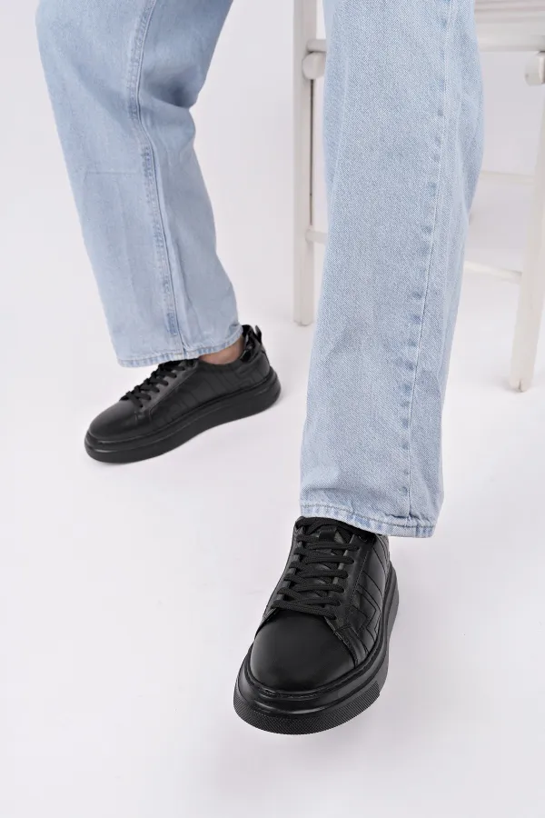 Chaussures de sport décontractées pour hommes Muggo AGONY à semelle épaisse et lacets, en cuir véritable