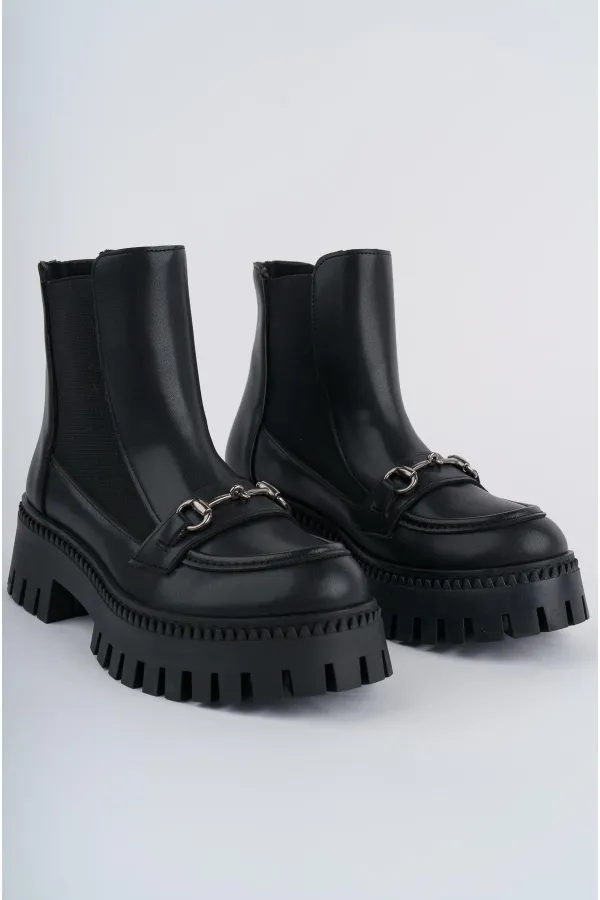 Muggo VESPER Garantili Tokalı Kalın Taban Kadın Chelsea Bot