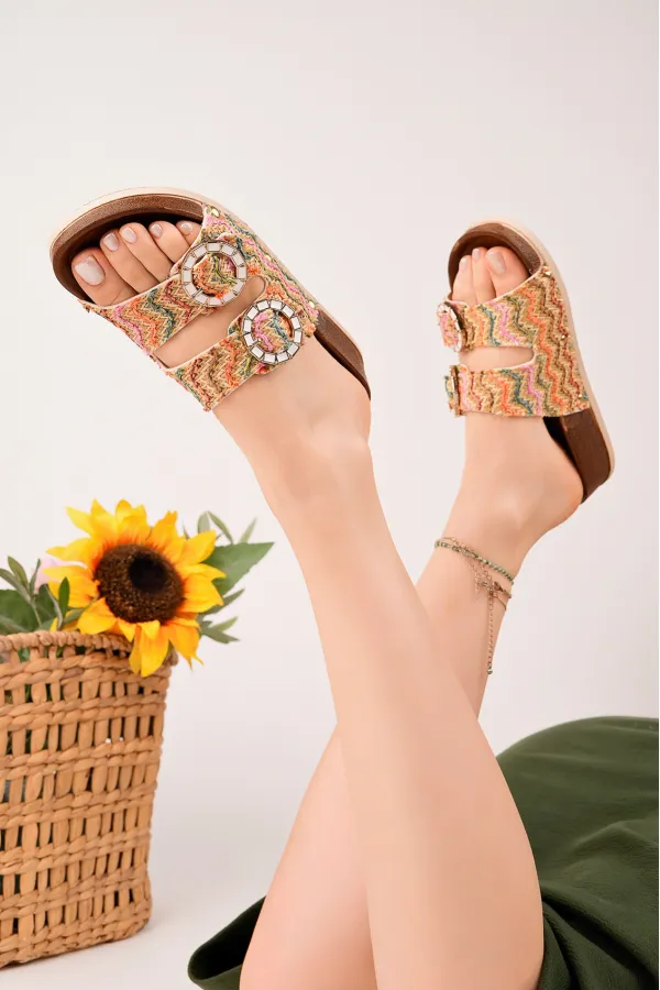 Pantoufles décontractées pour femmes Muggo BEFOR à double boucle et motifs