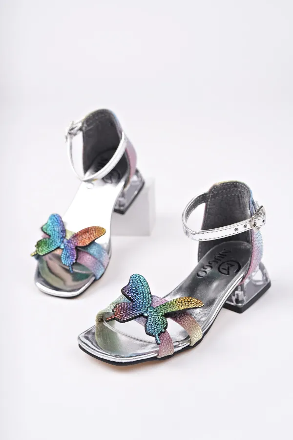 Muggo LOLA Butterfly Detail Ankle Strap Girls' Low Heel Shoes