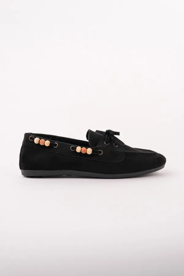 Muggo Multi-Colored Beaded Detail Women's Casual Lace-up Loafer Shoes Muggo Multi-Colored Beaded Detail Women's Casual Lace-up Loafer Shoes