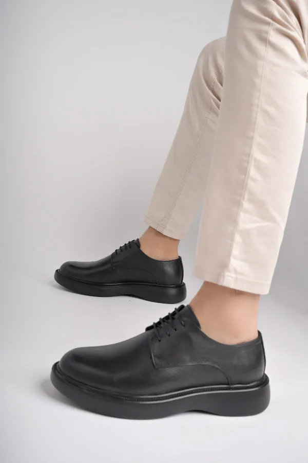 Muggo SMITH Chaussures pour hommes classiques et confortables en cuir véritable, style décontracté, avec semelle orthopédique épaisse.