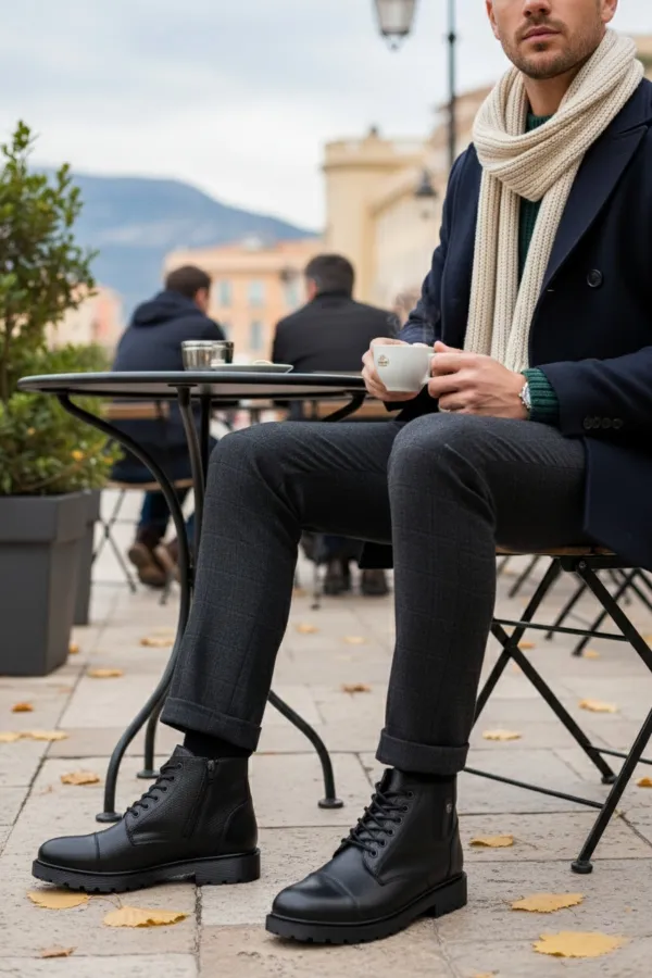 Bottes Muggo RAFA pour hommes, doublées de fourrure, à fermeture éclair et à lacets 