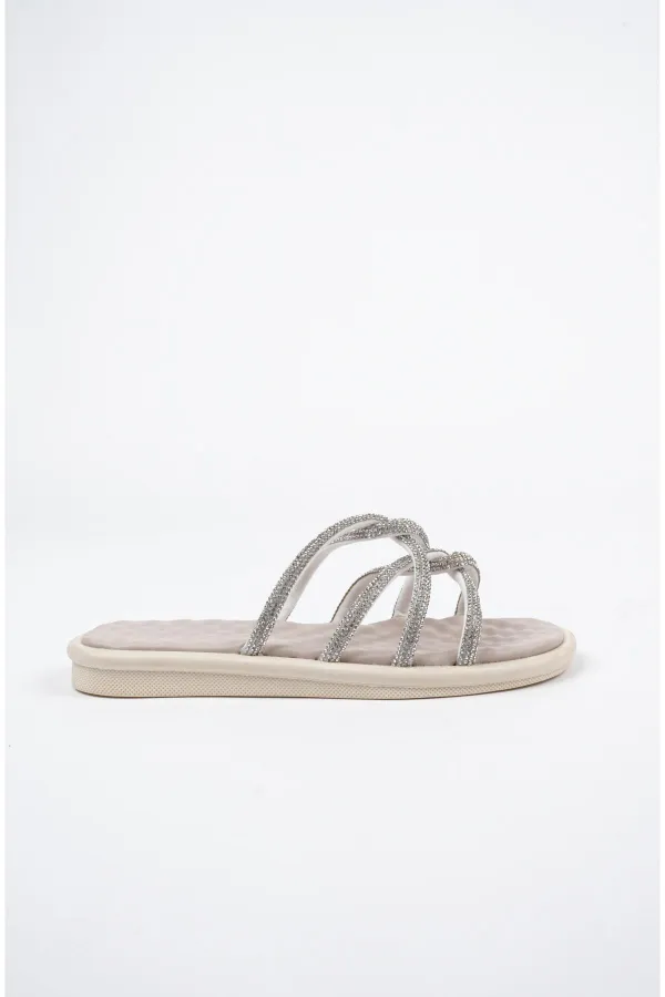 Muggo Bella Kadın Garantili Günlük Ortopedik Taşlı Şık Tarz ve Rahat Terlik