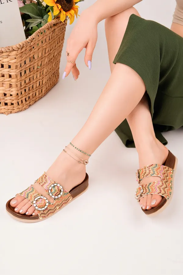 Pantoufles décontractées pour femmes Muggo BEFOR à double boucle et motifs