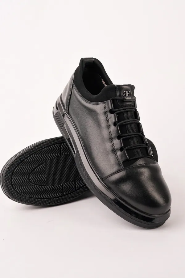 Baskets décontractées à lacets Muggo DUSK en cuir véritable pour homme, semelle épaisse.