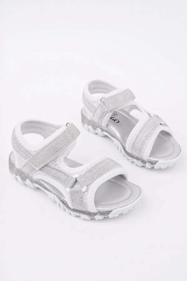 Muggo ELON Cırtlı ve Simli Günlük Kız Çocuk Sandalet