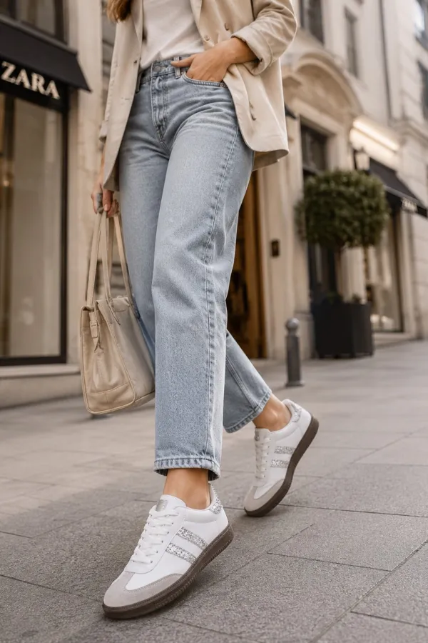 Muggo SPARKLY Kadın Sim Detaylı Günlük Sneaker Spor Ayakkabı