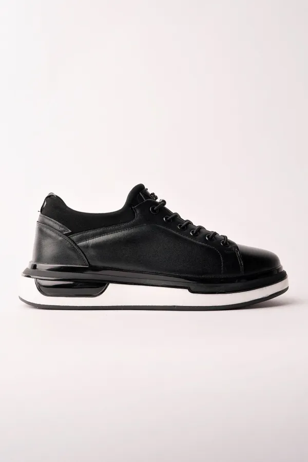 Baskets décontractées à lacets et semelle épaisse en cuir véritable pour homme Muggo REID