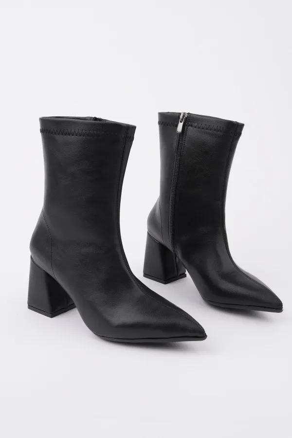 Bottes Muggo CODI à bout pointu, talon épais et fermeture éclair pour femmes