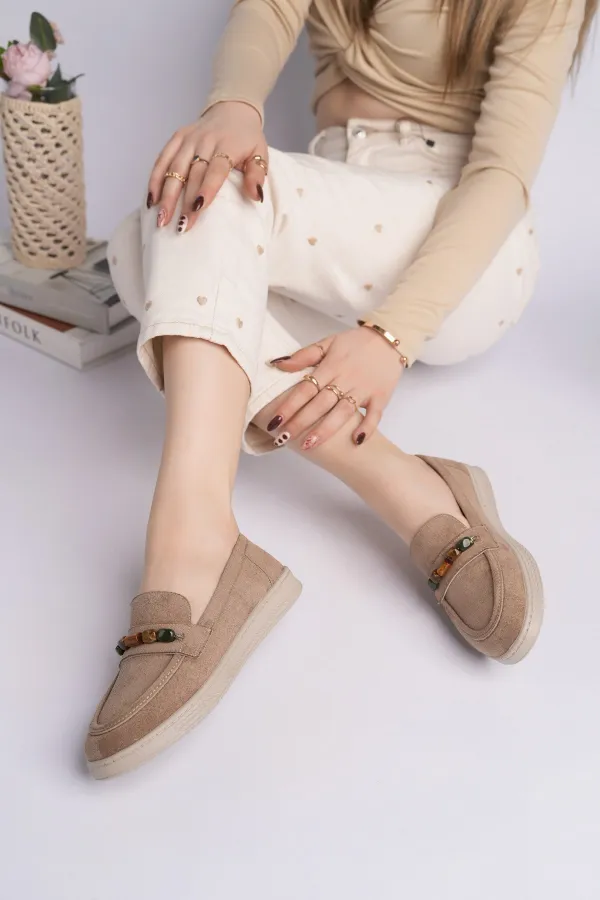 Mocassins décontractés en daim à détails perlés pour femmes Muggo AUREVA