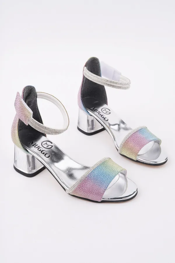 Chaussures à talons courts pailletées à bride cheville pour filles Muggo NOŞA