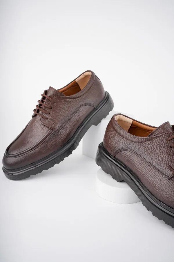 Muggo SAMUEL Chaussures pour hommes classiques et confortables en cuir véritable, style décontracté, avec semelle orthopédique épaisse.