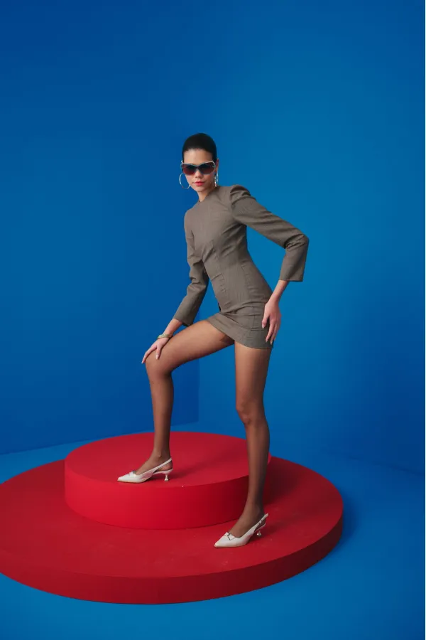 Muggo FOREST Open Back Buckle Detail Casual Classic Women's Stiletto Shoes