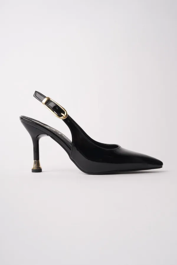 Muggo CHİC Sivri Burun Arkası Açık Kadın Topuklu Ayakkabı