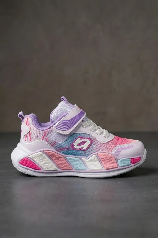 Muggo RAINBOW Thick Sole Velcro and Lace-up Kids' Sneaker Sports Shoes