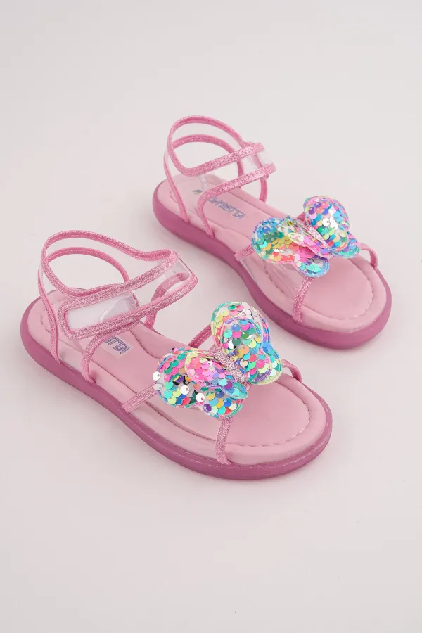 Sandales transparentes à scratch Muggo Pickles avec détails papillon et paillettes