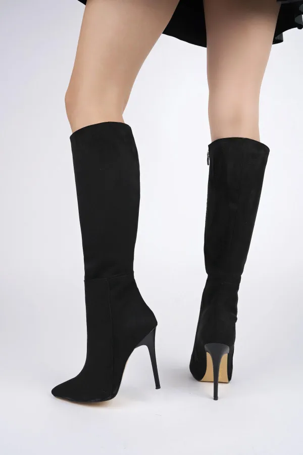 Bottes Muggo Florence pour femmes, à talon fin, bout pointu et fermeture éclair latérale