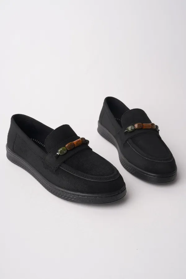 Muggo AUREVA Beaded Detail Suede Women's Casual Loafer Shoes