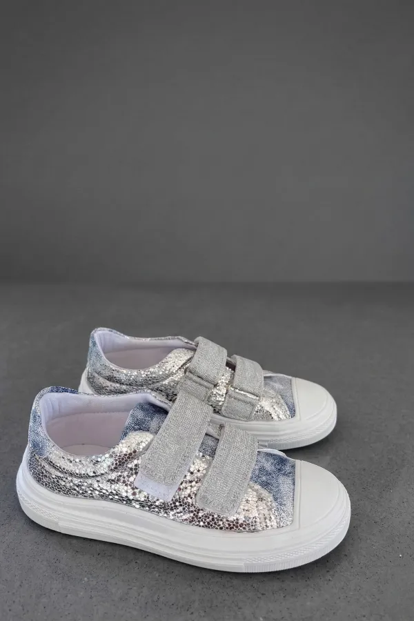 Chaussures de sport décontractées à paillettes et à scratch Muggo ORIELLA pour filles