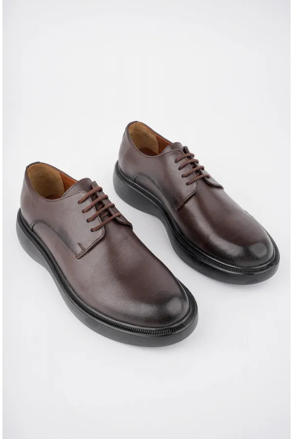 Muggo SMITH Chaussures pour hommes classiques et confortables en cuir véritable, style décontracté, avec semelle orthopédique épaisse.