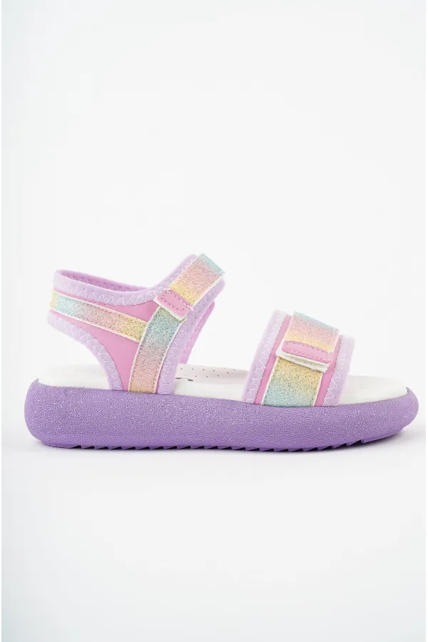 Sandales pour filles Muggo CRUZ, garanties pour tous les jours, à semelle orthopédique légère, pailletées et à scratch