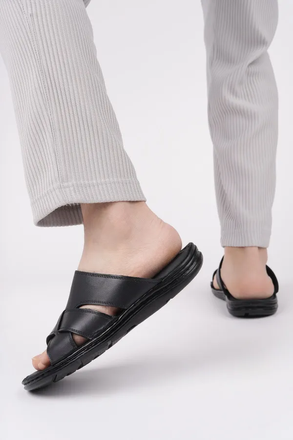 Muggo Eco Guaranteed Men's Casual Genuine Leather Comfortable Soft Sole Orthopedic Slippers